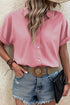 Modern Polka Dot Print Cuffed Short Sleeve Shirt