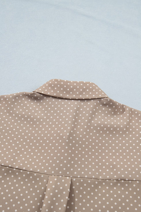 Modern Polka Dot Print Cuffed Short Sleeve Shirt