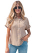 Modern Polka Dot Print Cuffed Short Sleeve Shirt