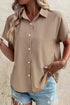 Modern Polka Dot Print Cuffed Short Sleeve Shirt