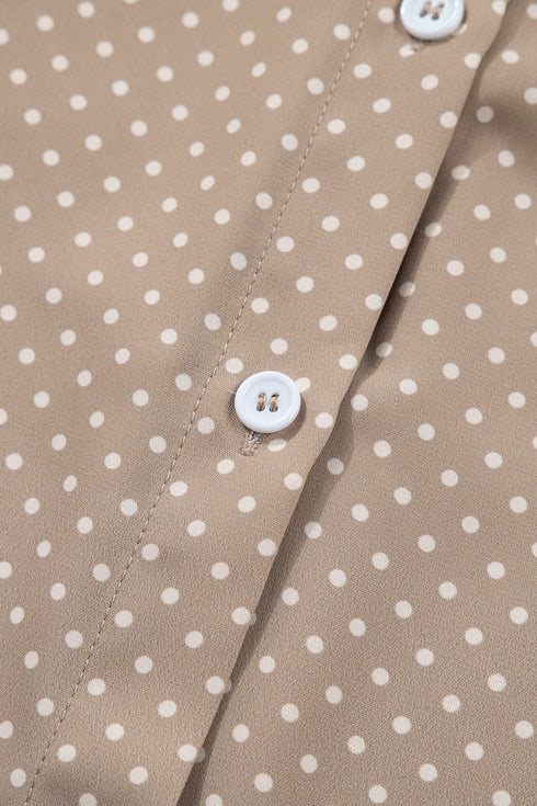 Modern Polka Dot Print Cuffed Short Sleeve Shirt