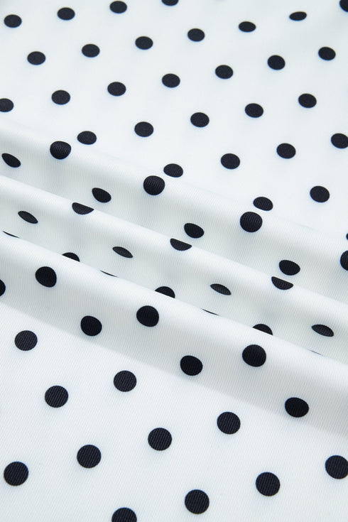 Modern Polka Dot Print Lettuce Trim Long Sleeve Top
