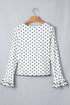Modern Polka Dot Print Lettuce Trim Long Sleeve Top