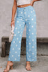 Modern Polka Dot Print Raw Hem Denim Jeans