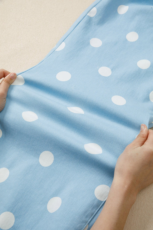 Modern Polka Dot Print Raw Hem Denim Jeans