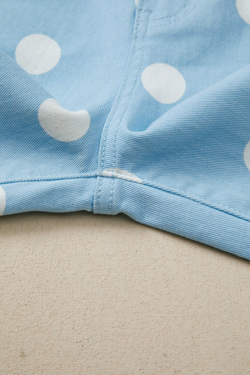 Modern Polka Dot Print Raw Hem Denim Jeans