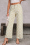 Modern Polka Dot Print Raw Hem Denim Jeans