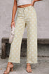 Modern Polka Dot Print Raw Hem Denim Jeans