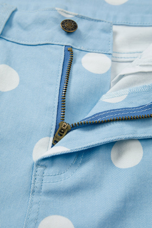 Modern Polka Dot Print Raw Hem Denim Jeans