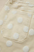 Modern Polka Dot Print Raw Hem Denim Jeans