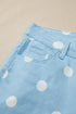 Modern Polka Dot Print Raw Hem Denim Jeans