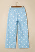 Modern Polka Dot Print Raw Hem Denim Jeans