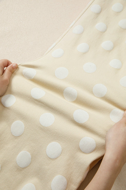 Modern Polka Dot Print Raw Hem Denim Jeans