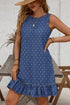 Modern Polka Dot Ruffle Hem Sleeveless Denim Mini Dress