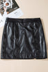 Modern PU Leather Side Slit High Waist Mini Skirt