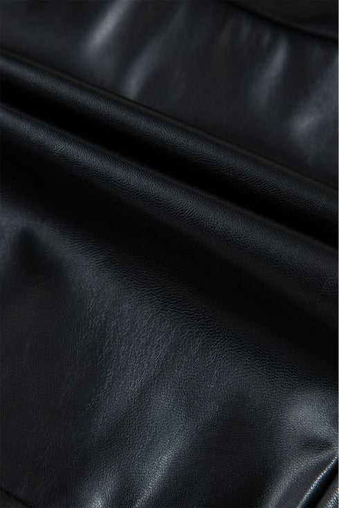 Modern PU Leather Side Slit High Waist Mini Skirt