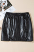 Modern PU Leather Side Slit High Waist Mini Skirt