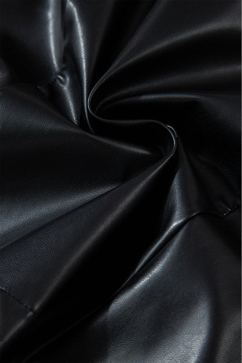 Modern PU Leather Side Slit High Waist Mini Skirt