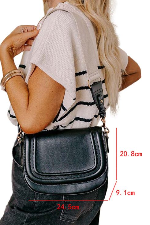 Modern Rectangular Faux Leather Flap Shoulder Bag