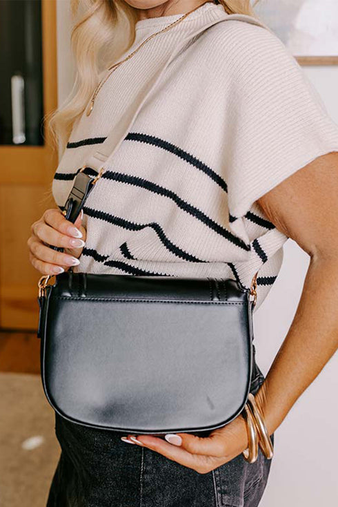 Modern Rectangular Faux Leather Flap Shoulder Bag