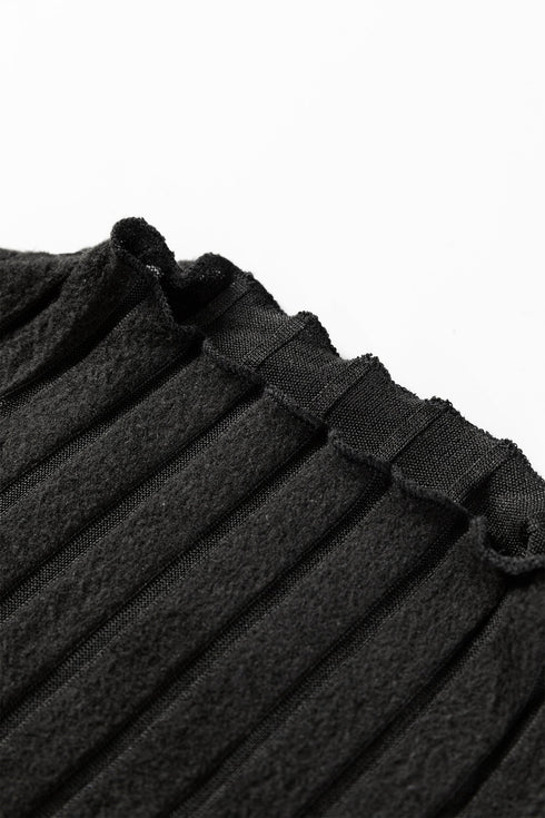 Modern Ribbed Knit Belted Patchwork Flared Mini Dress