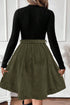 Modern Ribbed Knit Belted Patchwork Flared Mini Dress