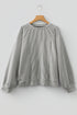 Modern Ribbed Knit Lantern Sleeve Round Neck Top