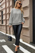 Modern Ribbed Knit Lantern Sleeve Round Neck Top