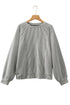 Modern Ribbed Knit Lantern Sleeve Round Neck Top