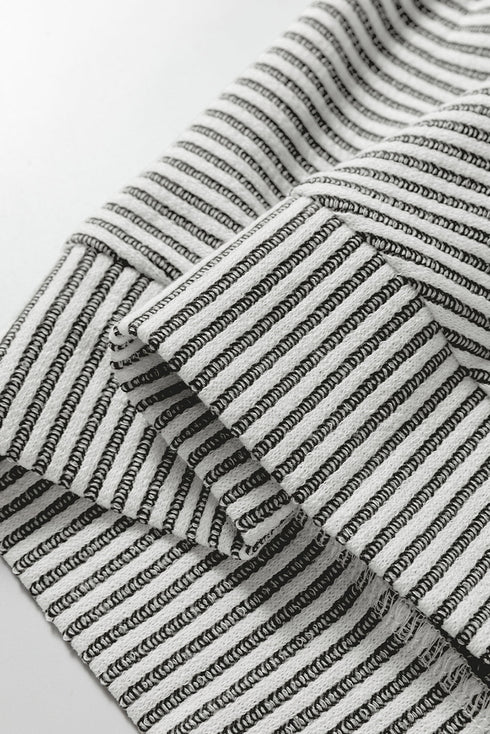 Modern Ribbed Knit Lantern Sleeve Round Neck Top