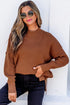 Modern Ribbed Knit Stand Neck Long Sleeve Sweater