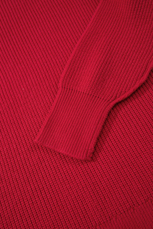 Modern Ribbed Knit Stand Neck Long Sleeve Sweater