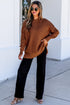 Modern Ribbed Knit Stand Neck Long Sleeve Sweater