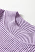 Modern Ribbed Knit Stand Neck Long Sleeve Sweater