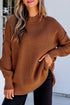 Modern Ribbed Knit Stand Neck Long Sleeve Sweater