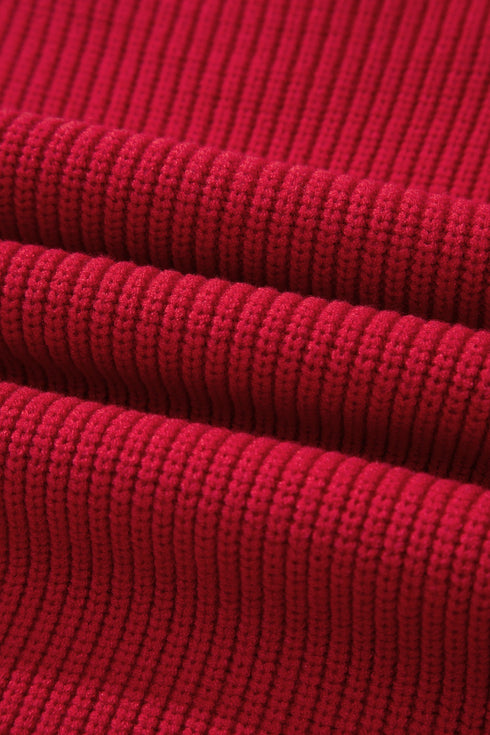 Modern Ribbed Knit Stand Neck Long Sleeve Sweater