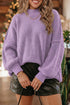 Modern Ribbed Knit Stand Neck Long Sleeve Sweater