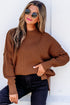 Modern Ribbed Knit Stand Neck Long Sleeve Sweater
