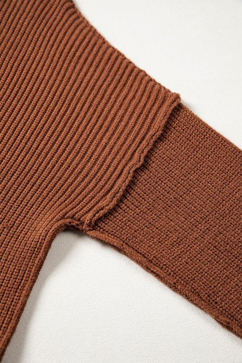 Modern Ribbed Knit Stand Neck Long Sleeve Sweater