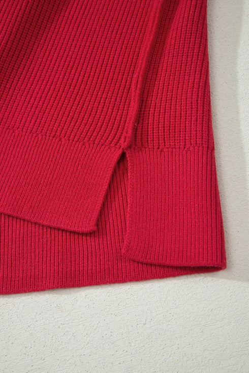 Modern Ribbed Knit Stand Neck Long Sleeve Sweater