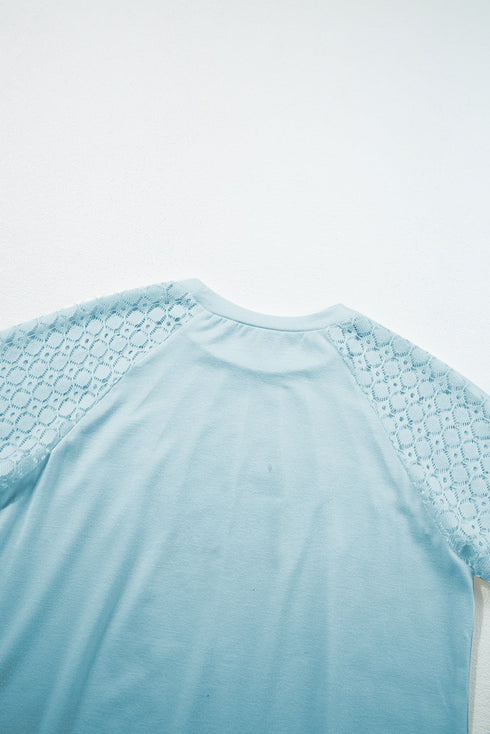 Modern Seamed Detail Lace Raglan Sleeve Tee
