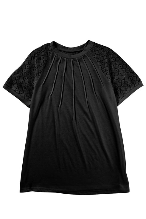 Modern Seamed Detail Lace Raglan Sleeve Tee