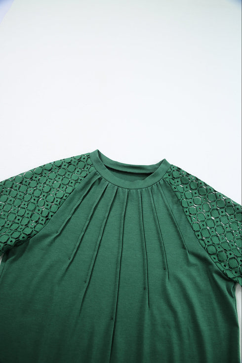 Modern Seamed Detail Lace Raglan Sleeve Tee