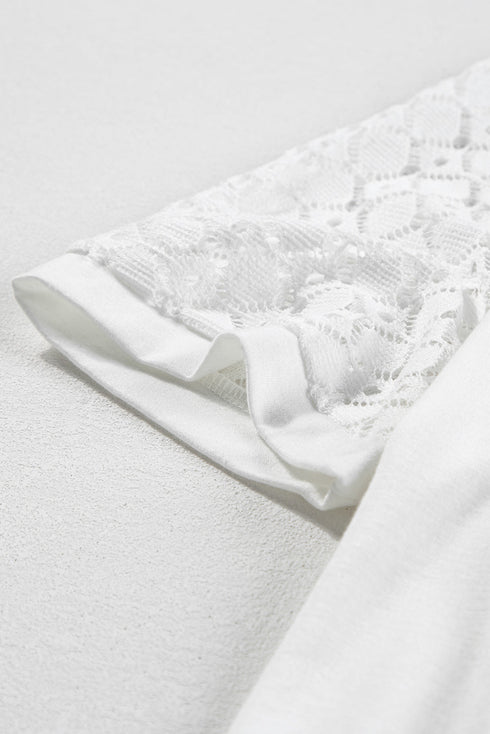 Modern Seamed Detail Lace Raglan Sleeve Tee