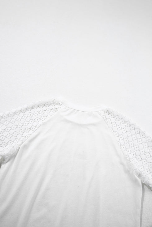 Modern Seamed Detail Lace Raglan Sleeve Tee