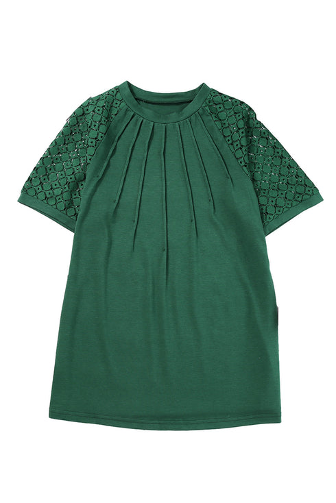 Modern Seamed Detail Lace Raglan Sleeve Tee