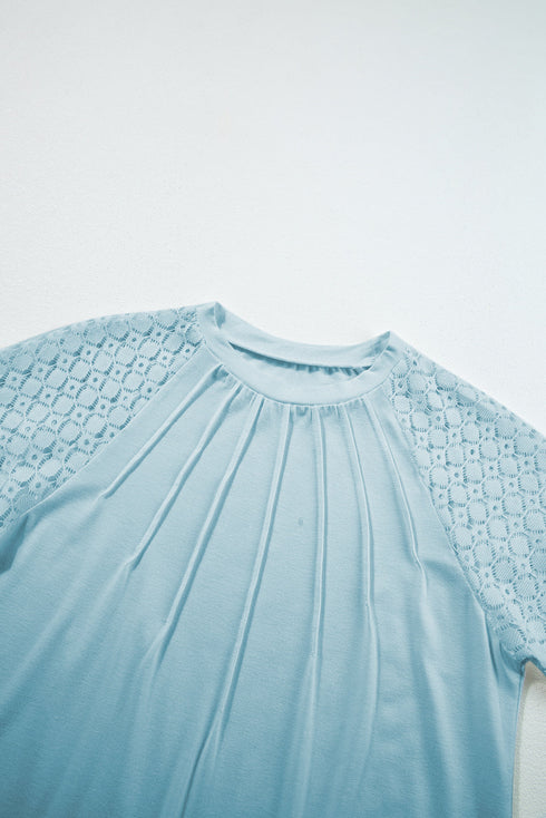Modern Seamed Detail Lace Raglan Sleeve Tee