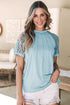 Modern Seamed Detail Lace Raglan Sleeve Tee