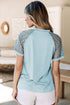 Modern Seamed Detail Lace Raglan Sleeve Tee