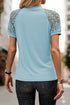 Modern Seamed Detail Lace Raglan Sleeve Tee